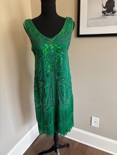 BABEYOND Flapper Dresses 1920s V Neck Beaded Fringe Sequin Gatsby Costume