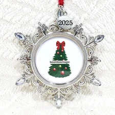 🎄2025 CHRISTMAS TREE ORNAMENT PHOTO PICTURE FRAME HANGER SNOWFLAKE SILVER 2"