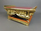 JAPANESE VINTAGE W27cm 10.6" LACQUERED WOOD BUDDHIST ALTER STAND KYOZUKUE GOLD