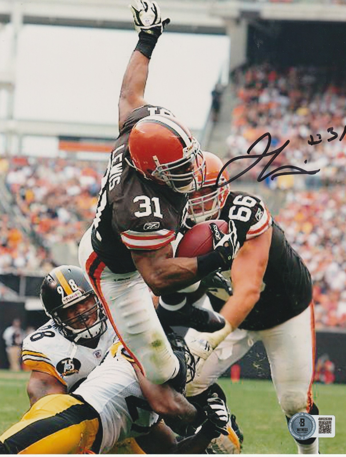 JAMAL LEWIS CLEVELAND BROWNS BECKETT AUTHENTICATED ACTION SIGNED 8x10 