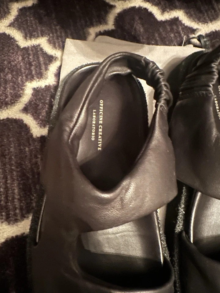 Sandalias Officine Creative de cuero negras con punta abierta para mujer talla UE 36 6 Foto 3 de 4