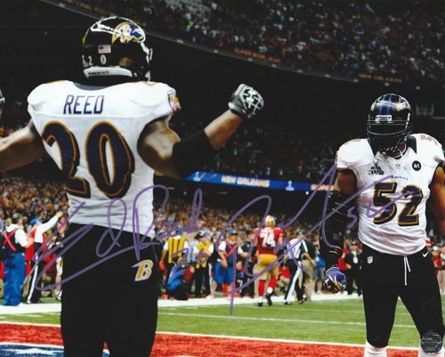 Ray Lewis & Ed Reed Autographed Baltimore Ravens 8x10 Photo/COA/MatchingHologram
