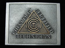 QL03143 NOS VINTAGE 1970s  CHEVROLET CERTIFIED TECHNICIAN  BELT BUCKLE