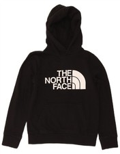THE NORTH FACE Boys Graphic Hoodie Jumper 9-10 Years Medium Black Cotton BJ07