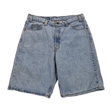 Vintage Levis 550 Shorts Mens 36 Blue Wash Denim Orange Tab Bermuda 90s