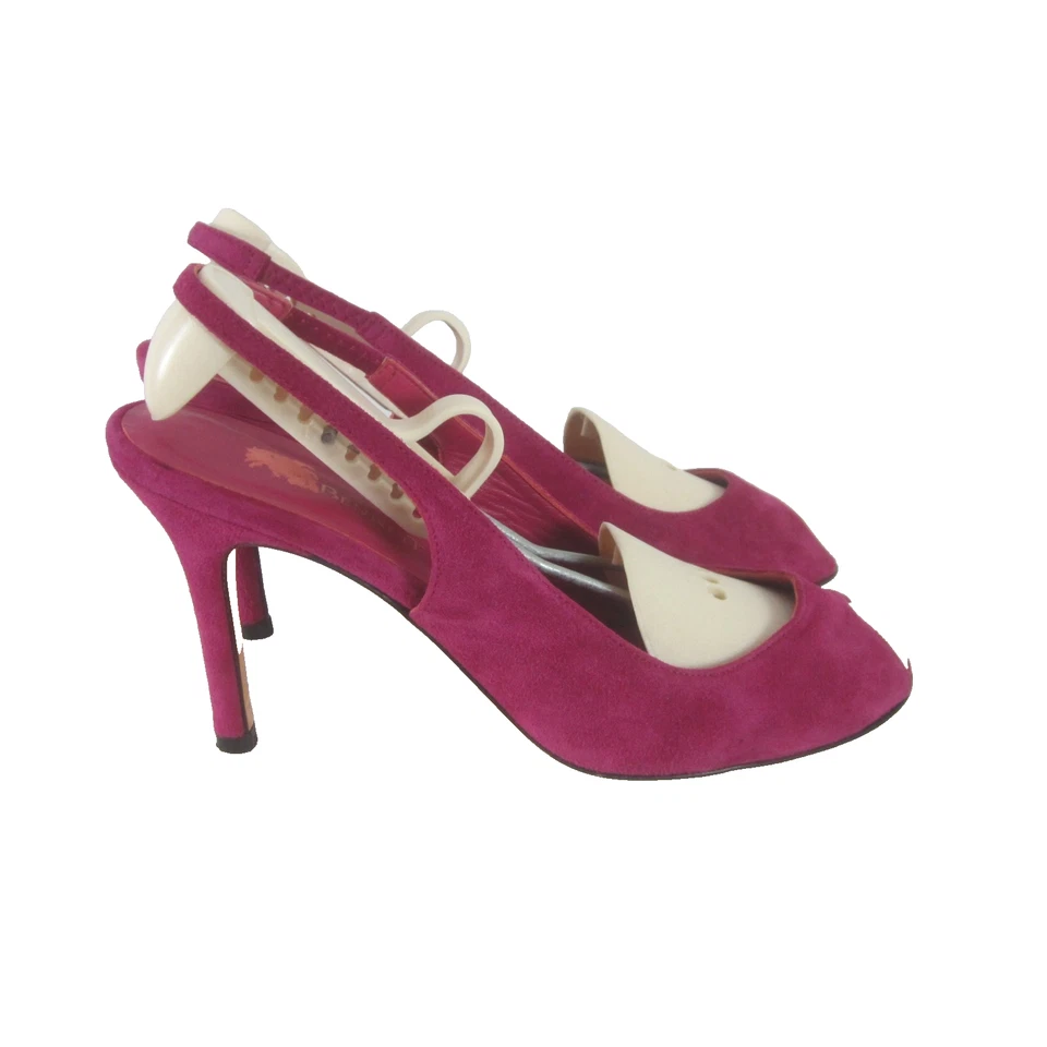 LK Bennett женщин 8 фиолетовый замшевый слинга насосы заглянуть носок каблуки сделано Испания ЕС 39 - Изображение 3 из 4