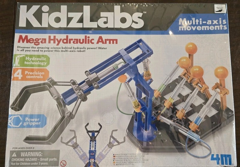 4M: KidzLabs Mega Hydraulic Arm - DIY Water-Powered Robotic Kit, 18" Arm SEALED!