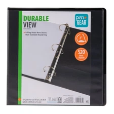Pen+Gear 3-Ring Binder, 2" D-Rings, Black, 1 Count, Clear View Cover, Heavy Duty