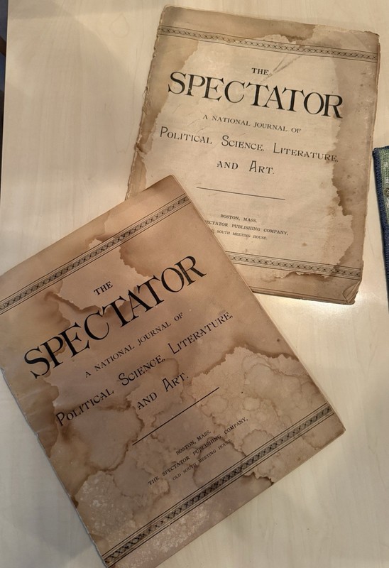 TWO COPIES THE SPECTATOR BOSTON MARCH AND APRIL 1885 MUST SEE!