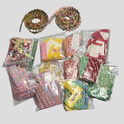 Vintage Bubble Gum Wrapper Chain  & Mixed Lot Carefree Juice Fruit Stripe