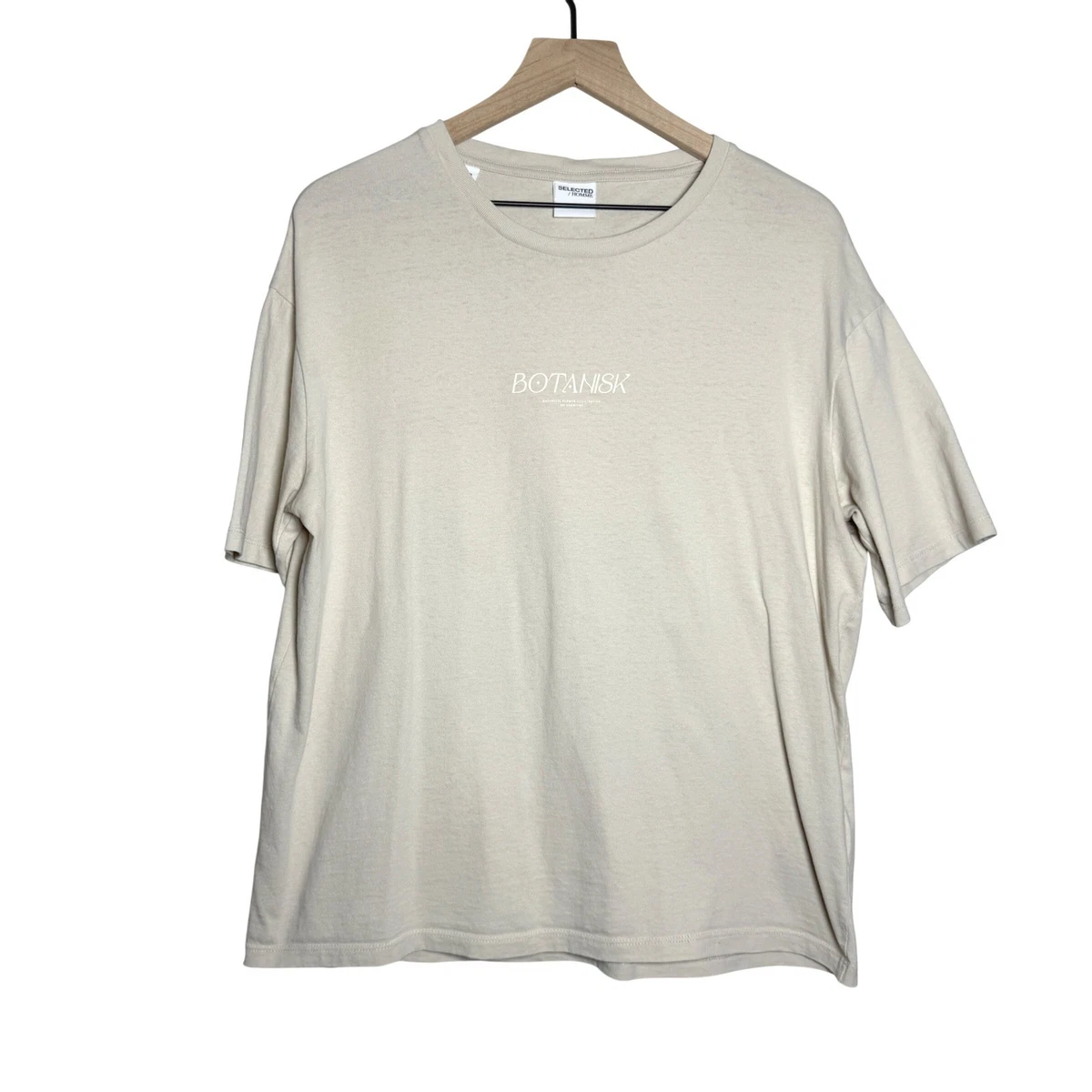 T-shirt Selected Homme Gris à Fleurs – Taille L – 85% Coton, 15% Viscose – Occasion Parfait état