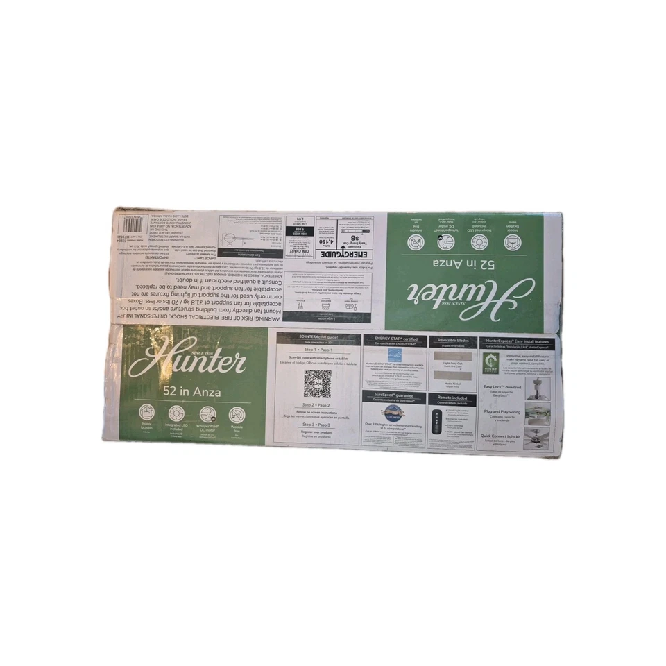 Open Box HUNTER ANZA 52” LED CEILING FAN WIHT LIGHT , REMOTE  - Image 2 of 3