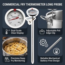 1pc Stainless Steel Cooking Deep Fry Thermometer 30cm Oil Frying For Kitchen BBQ — image 10