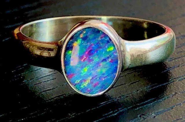 Anel feminino ODD escuro GRANDE estranho preto opala sólida 9 tons raros VÍDEO - Imagem 3 de 3