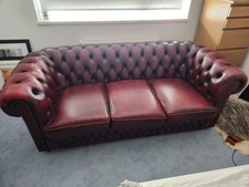 Gorgeous Red Oxblood Leather Chesterfield 3-Seater Sofabed Sofa Bed