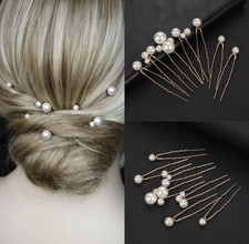 Women&rsquo;s Bridal Hair Accessories Wedding Pearl Gold Color Hair Pins Headpiece Set