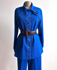 Vintage 1970s Blue Western Pant Leisure Suit Beeline 70's Brady Bunch Sz M L