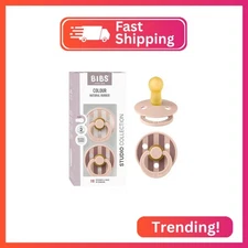 BIBS Pacifiers - Studio 2 Pack | Round Nipple Baby Pacifier | BPA Free Natural R
