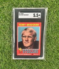 1971 Topps #156 Terry Bradshaw RC Pittsburgh Steelers SGC 5.5 Rookie Sharp Card