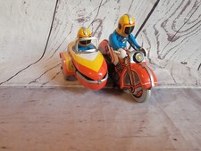 wind up tinplate tin plated toy motorcycle sidecar motorbike car antique classic
