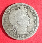 1897O US Barber SILVER Quarter "New Orleans" Mint! Semi Key Date! Old US Coin!