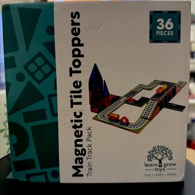Learn & Grow Toys Magnetic Tile Toppers 36 Pieces Train Track Pack NEW unopened