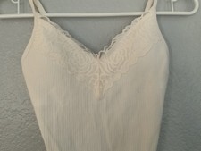 PINK Victoria s Secret Ribbed Lace Cami Thong Bodysuit Padded S P Cream Ivory
