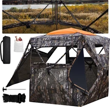 Hunting Blind 300D See through Ground Blinds with Carrying Bag, 2/3/4 Person 270