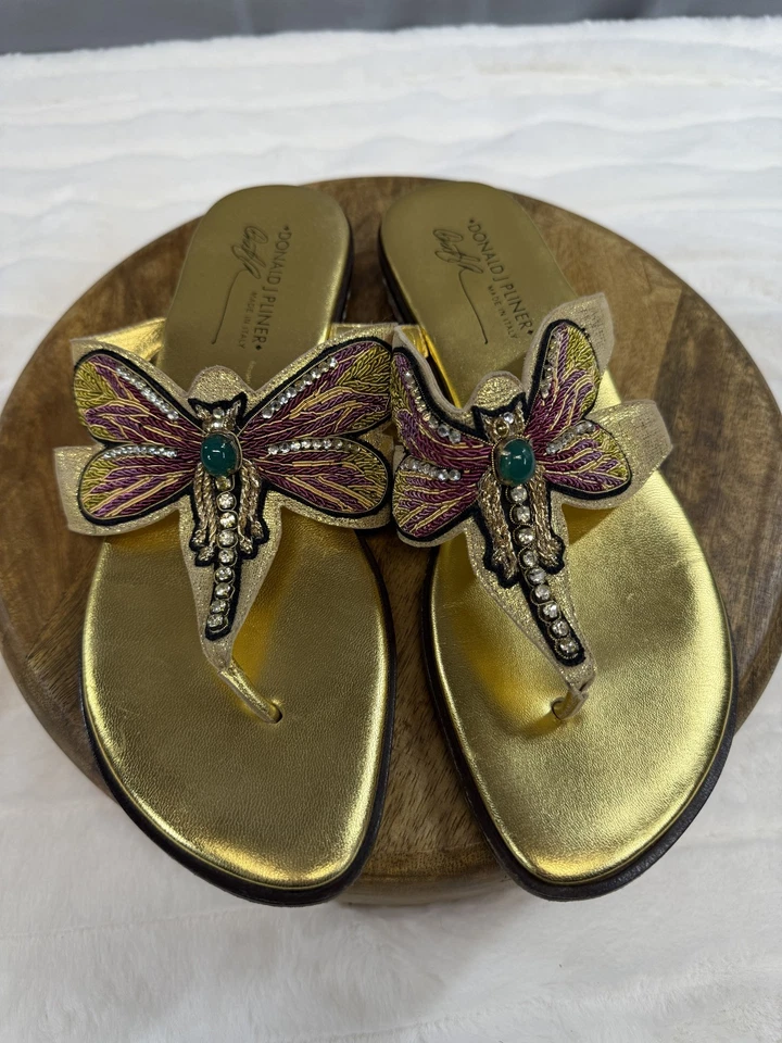 Donald J Pliner Zapatos Mujer Talla 8 Libélula Cuentas Sandalias Adornadas Italia Foto 2 de 4