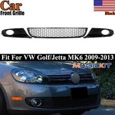 For VW Golf/Jetta MK6 Honeycomb Front Lower Bumper Mesh Grille + Fog Light Grill