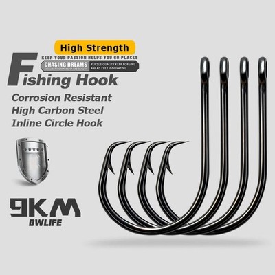 25-100pcs 3X Strong Sharp Barbed Fishing Hook Inline Circle Hook Catfish Hook