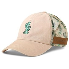 Ariat Youth Girls Cactus Print Mesh Back Ponyflo Adjustable Cap Hat, Pink