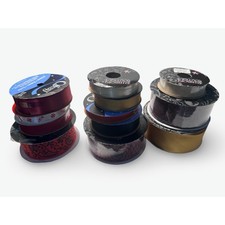 Holiday Ribbon Lot   Red, Black, Gold  Patterned   12 Roll