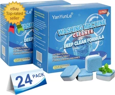 Washing Machine Cleaner, Deodorizer, & Descaler 24-Pack- Deep Cleaning Tablets f