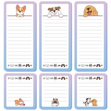 6 Pcs Dog Magnetic Notepads for Refrigerator 3.5" x 9" Dogs Grocery Shopping...