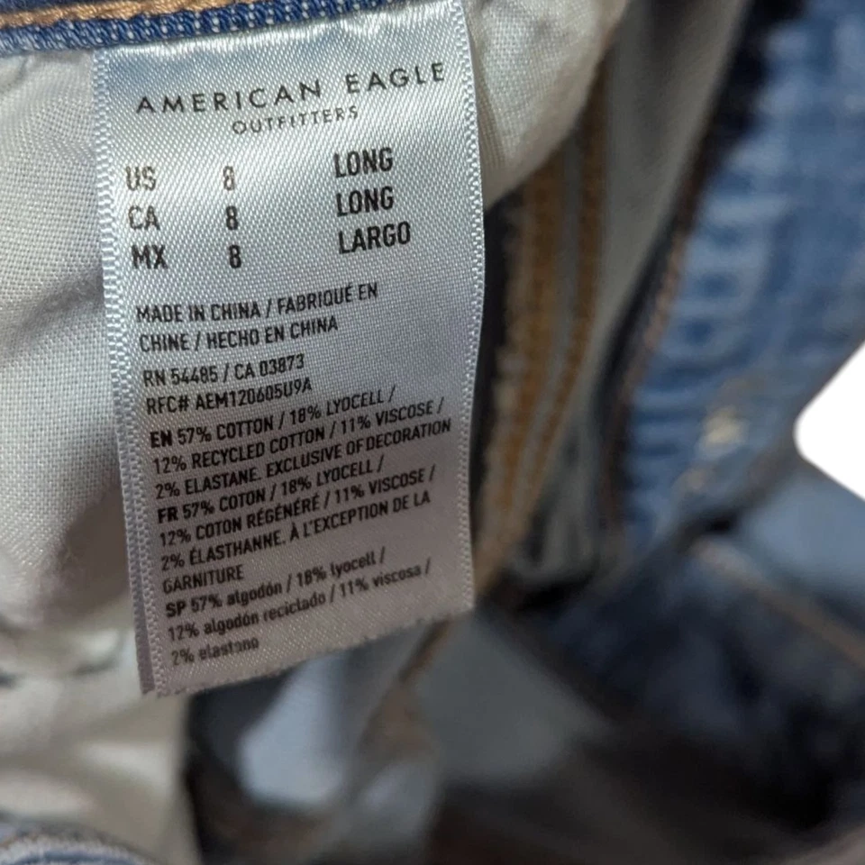 American Eagle Cargo Jeans Size 8 Long Super High Rise Baggy Wide Leg Stretch - Image 3 of 4