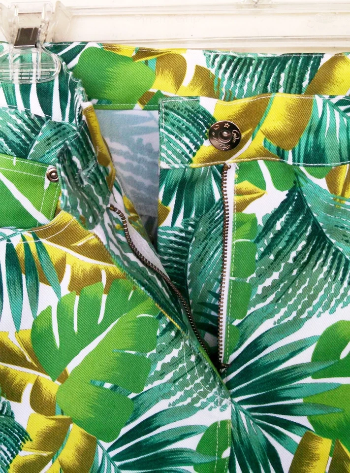 Diane Gilman Womens Pants Denim Jeans NEW w/ Tags Tropical Leaves Twill Sz 4 - Image 3 of 4