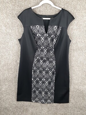 Dressbarn Women's 22 Plus Sheath Dress Black Cocktail Lace Front  Professional