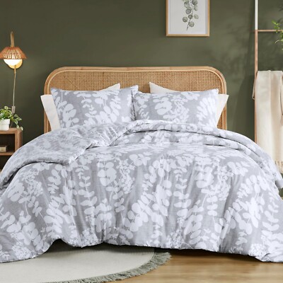 Modern Floral Print Reversible Twin XL Full Queen King Comforter Set All Season