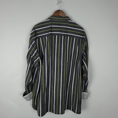 Camisa Tommy Bahama Para Hombres 2XL XXL Negra Verde Rayas Puño Abatible Resort Informal - Imagen 4 de 13