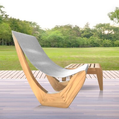 Gartenstuhl Loungestuhl Relax Ymon studio-THP  A Teakholz 87x81x50cm grau