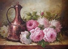 Chart Needlework Embroidery Counted Cross Stitch Patterns - Roses and Teapot