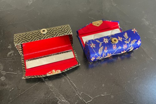Lipstick case in Silk Brocade with Mirror, choose your colour quick UK delivery - Picture 20 of 54