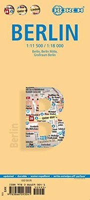 LAMINATED BERLIN MAP BY BORCH (ENGLISH EDITION) **BRAND NEW**