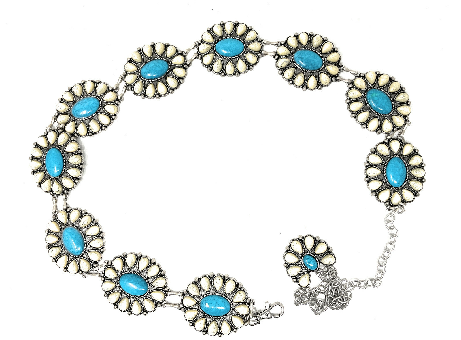 Western Women's Large Size Eyedrop Agate Stone Concho Chain Belt in 5 color eBay