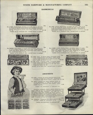 1914 PAPER AD Hohner Harmonica Store Display Stand Sign Revolving Marine Band