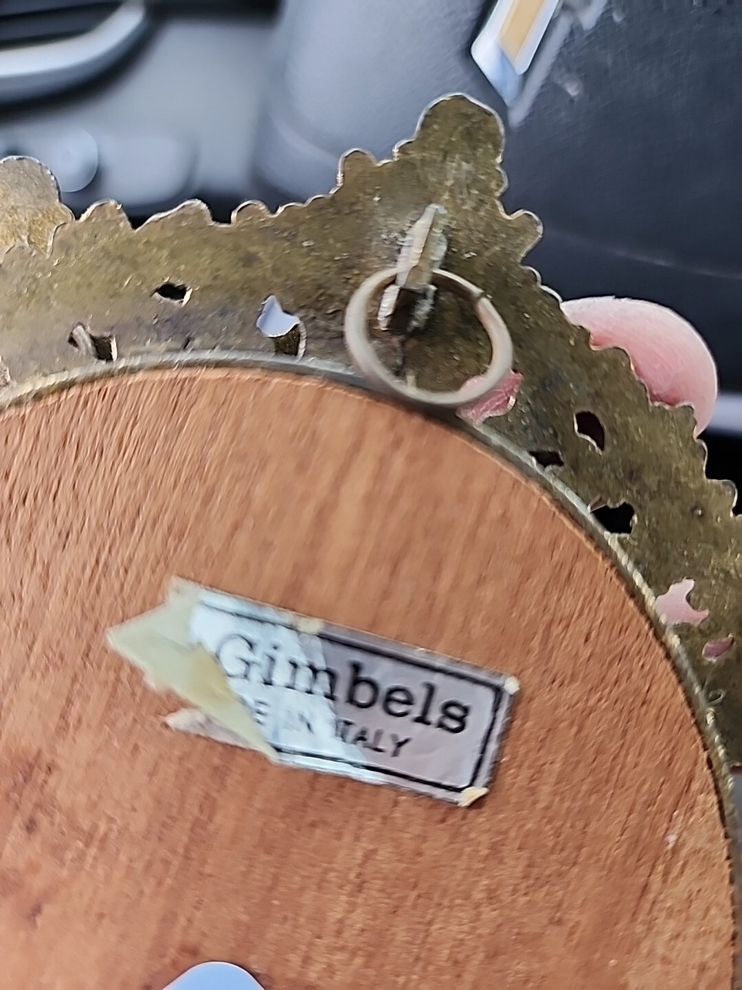 (2) Ornate Oval Brass Picture Frames Made In Italy Floral Print Gimbels