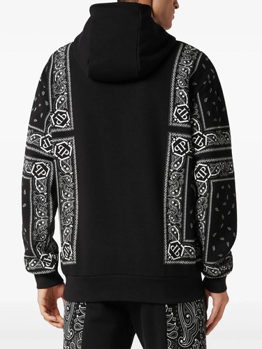PHILIPP PLEIN Hoodie sweatshirt Paisley Bandana Black Size L MSRP $1550 $ - Picture 5 of 5