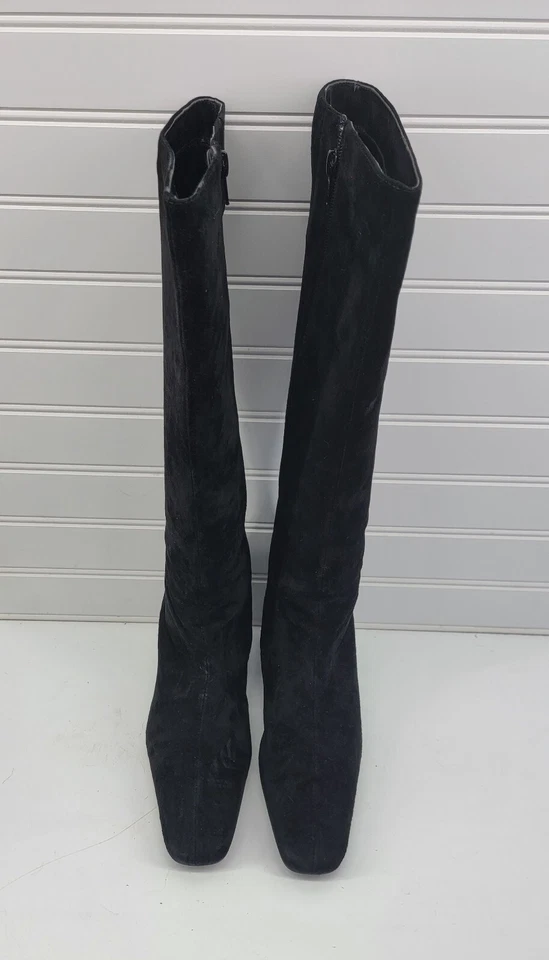 Botas de tacón alto AJ Valenci 765184 para mujer 8M negras gamuza cuero cremallera pantorrilla Foto 2 de 4