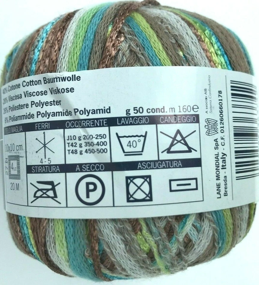 Mondial FANTASY #945 lima marrón aguamarina blanco grueso fino encaje a madeja de hilo deportivo Foto 3 de 4